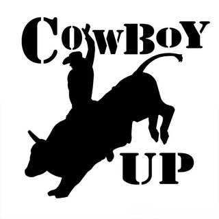 สติ๊กเกอร์ PVC ไดคัท COW BOY UP ขนาด 13 x13 ซม.