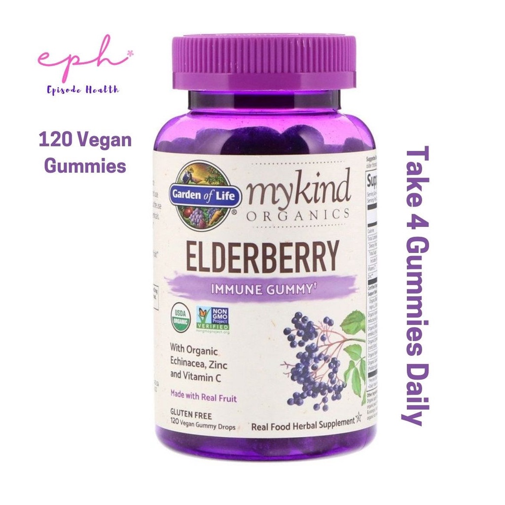 Garden of Life mykind Organics Immune Gummy Elderberry 120 Vegan Gummy