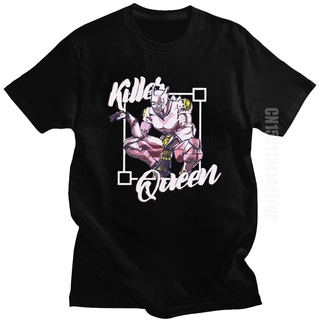 เสื้อยืดผ้าฝ้าย เสื้อยืดคอกลม พิมพ์ลายการ์ตูน Jojos Bizarre Adventure Killer Queen แบบเรียบง่าย สไตล์โกธิค สําหรับยิม