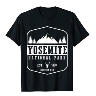 แขนสั้นcrew neckใหม่ เสื้อยืด ผ้าฝ้าย 100% พิมพ์ลายดอกไม้ Yosemite National Park I Love Hiking Wanderlust Geek แฟชั่น สํ