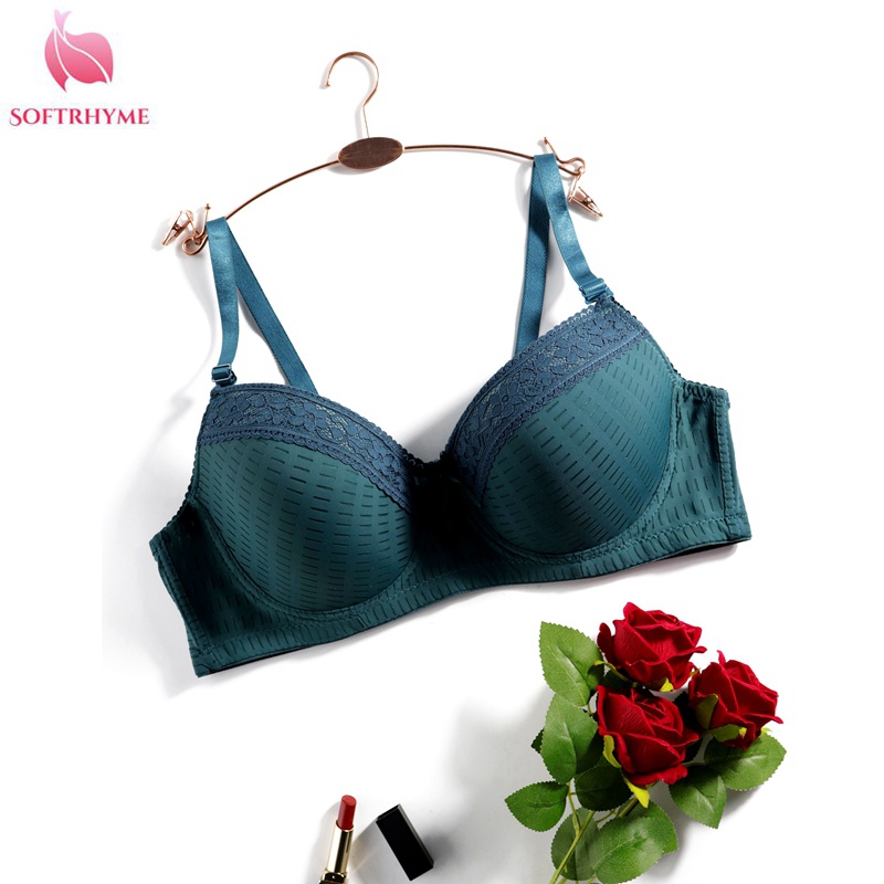 Softrhyme Plus Size Slim Bra ฟองน้ําถ้วยชุดชั้นใน 42D 44D 46D 48D Soft Breathable Bras