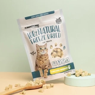 🐾 ขนมแมว อกไก่ผสมผักโขมฟรีซดราย 100%(Purrfect Paw) ดีต่อสุขภาพ ขนมแมวไม่เค็ม ขนมแมวฟรีซดราย Freeze dried แมว