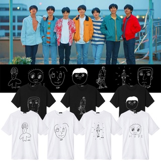 KPOP BTS ผ้าฝ้ายเสื้อยืด JIMIN JUNGKOOK RM SUGA V JIN J-HOPE Self-portrait พิมพ์เดียวกันเสื้อยืดแขนสั้น Plus ขนาดผู้ชายผ