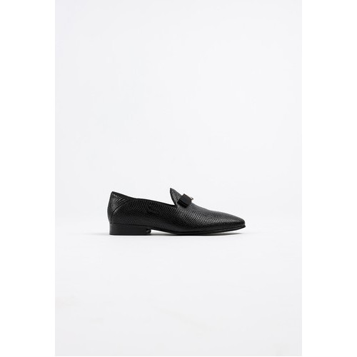 รองเท้าคัทชูชายแบบสวม สีดำ [39-45] รองเท้าหนังแท้แบบสวมโลฟเฟอร์ Classic Conda-Imprint Genuine Leather Loafer