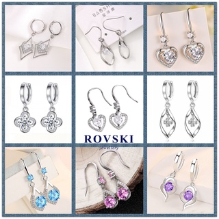 Rovski พร้อมส่ง ต่างหูเงิน 925 ฝังเพชร เพทาย รูปดอกไม้ เครื่องประดับแฟชั่นเกาหลี สําหรับผู้หญิง