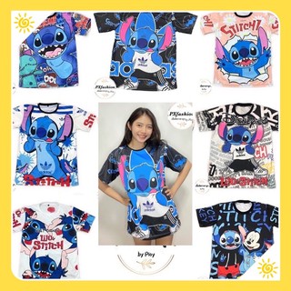 เสื้อยืด ลายการ์ตูน สติช สติส Stitch (มีไซส์เด็ก) SS M L xl คอกลม แขนสั้น T-shirt ราคาถูก