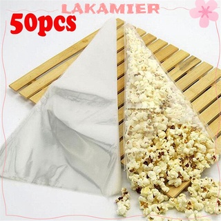 LAKAMIER [Ready Stock] 50Pcs Clear Cellophane Packing Bag With Twist Ties Candy Popcorn Chocolate Cone Sweet Box Wedding Christmas Party Supplies