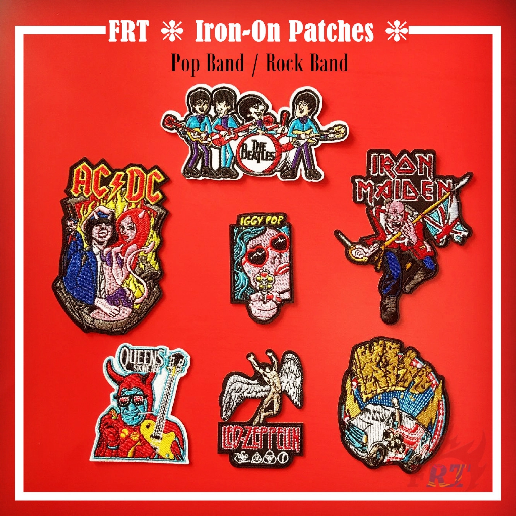 ☸ แผ่นป๊อป ร็อคแบนด์ รีดติดเสื้อ ☸ แผ่นแพทช์ รูป The Beatles Queen Led Zeppelin AC DC KIss Diy สําหรับตกแต่งเสื้อผ้า จํานวน 1 ชิ้น