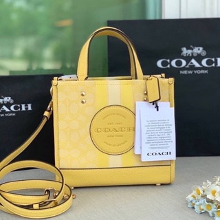 Coach Dempsey Tote 22 In Signature Jacquard With Stripe And Coach Patch