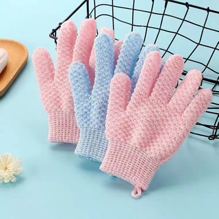 OKUMI_SHOP ถุงมืออาบน้ำ ถุงมือขัดผิว ขัดขี้ไคร  สครับผิว (1คู่)