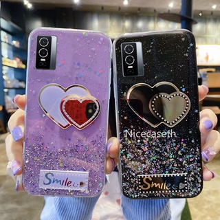 เคสโทรศัพท VIVO V23e Y76 5G Y15A 15s Y33s Y21 2021 เคส Love Heart Phone Case Starry Sky Glitter All Inclusive Protective Phone Cover