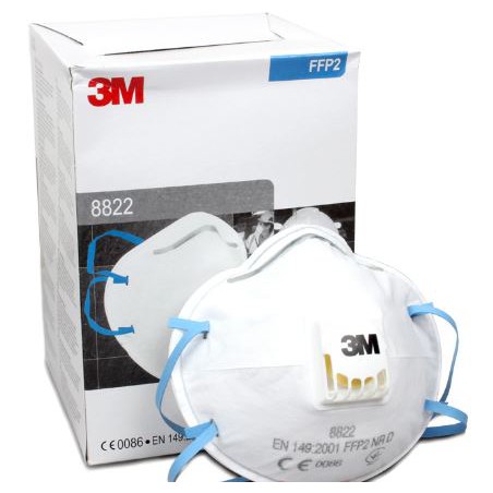 3M 8822 Cupped Particulate Respirator P2, Valved, (10 ชิ้น/กล่อง) ≈ หน้ากาก N95