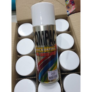 COMPAC สีสเปรย์อะครีลิค (สีขาวเงา 1 กระป๋อง ) 100% 400cc สีสเปรย์คอมเเพค สีกระป๋อง สีขาว Compac Acrylic Aerosol Spray