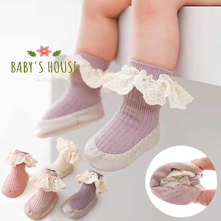 ถุงเท้าหัดเดินกันลื่นลูกไม้สําหรับเด็กทารก T07 - Baby House