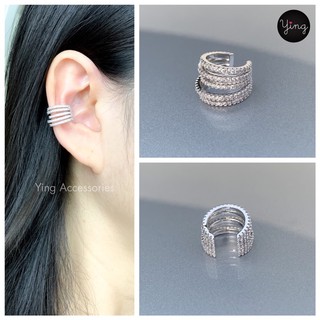 ส่งของทุกวัน🌈Ear Cuff งานเพชร 5 แถว สวยเก๋ เกี่ยวหู หนีบหู  ( 1 ชิ้น )