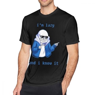 เสื้อยืดผ้าฝ้าย เสื้อยืดผ้าฝ้าย 100% พิมพ์ลาย Undertale Lazy And I Know It ORIGINAL แนวสตรีท สําหรับผู้ชาย