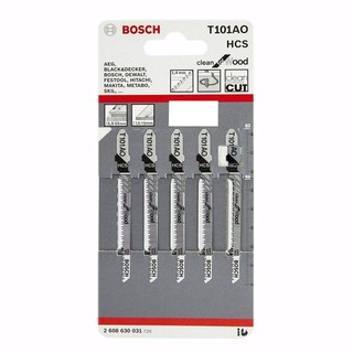 BOSCH ใบเลื่อยจิ๊กซอว์ ตัดพลาสติก 1.5-15 มิล  รุ่น T101AO (แพ็ค5ใบ)  บอสซ์ ของแท้ 100%