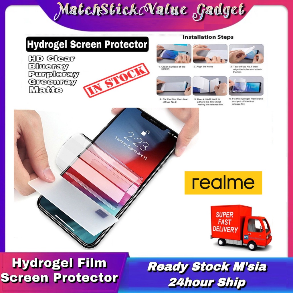 Realme Q2 / Q2 Pro / Q2i / Q3 5G / Q3 Pro 5G / Q3 Pro Carnival / Q3i 5G ฟิล์มกันรอยหน้าจอ Hydrogel