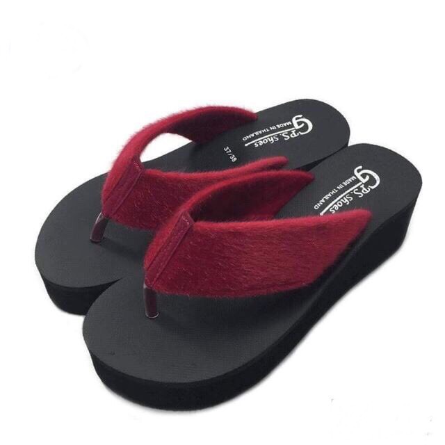 รองเท้าแตะส้นสูง พื้น EVA สายขนปุย มุ้งมิ้ง⚫️🔴ใส่นุ่ม สบายเท้า - รูปที่ 3