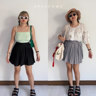 Mini pleated skirt กระโปรงพลีทสั้น กระโปรงพลีทสีพื้นมินิมอลสไตล์เกาหลี พลีทสั้นสายฝอ