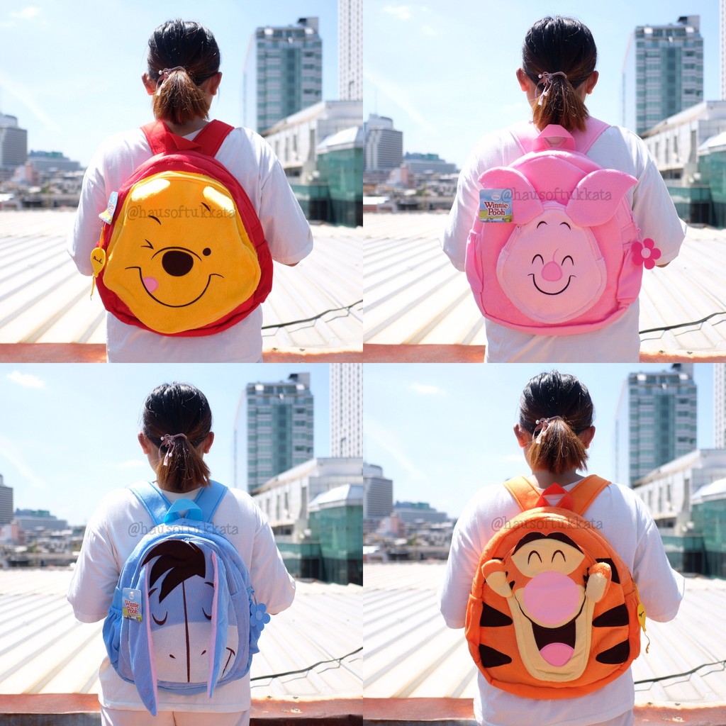กระเป๋าเป้ Pooh พูห์ & Piglet พิกเล็ต & Eeyore อียอร์ & Tigger ทิกเกอร์ Colour Overlap ตาหยี 15นิ้ส พู หมีพู หมีพูห์