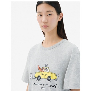 เสื้อยืดแขนสั้น พิมพ์ลายการ์ตูนสุนัขจิ้งจอก และตัวอักษร Maison Kitsune ทรงหลวม สําหรับผู้ชาย และผู้หญิงS-5XL