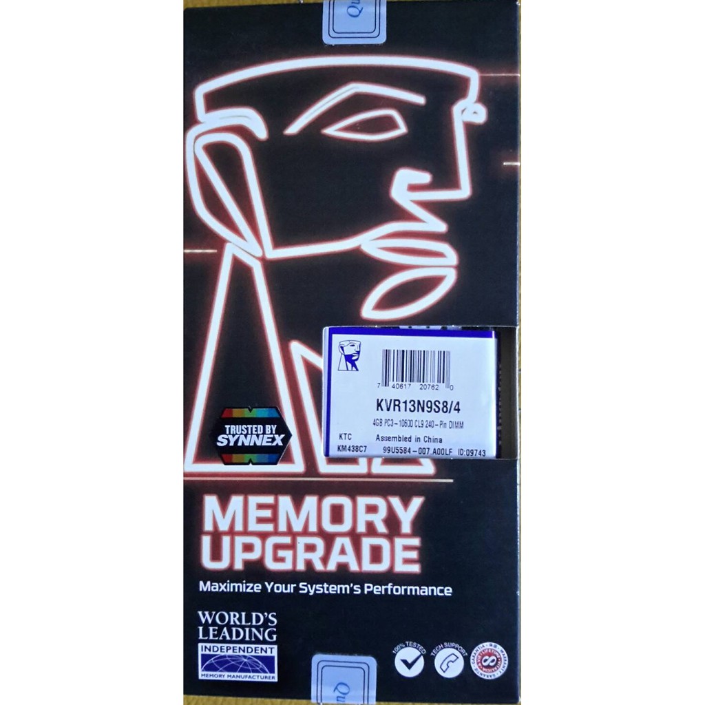 Ram PC DDR3 4G/1333 (KVR13N9S8/4) Kingston ประกันตลอดอายุการใช้งาน