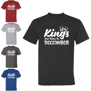 คอลูกเรือเสื้อยืด พิมพ์ลายโลโก้ KINGS Are Born In DECEMBER สีขาว เหมาะกับวันครบรอบวันเกิดS-5XL