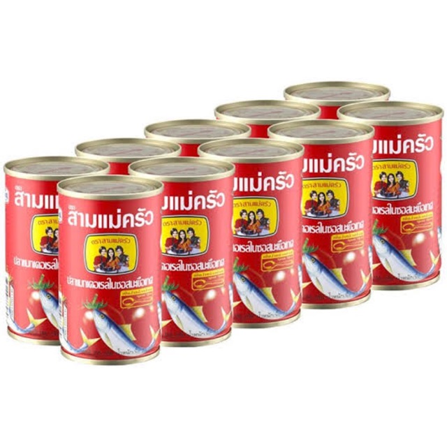 ปลาซาร์ดีนในซอสมะเขือเทศ (3แม่ครัว) ฝาดึง 155 กรัม