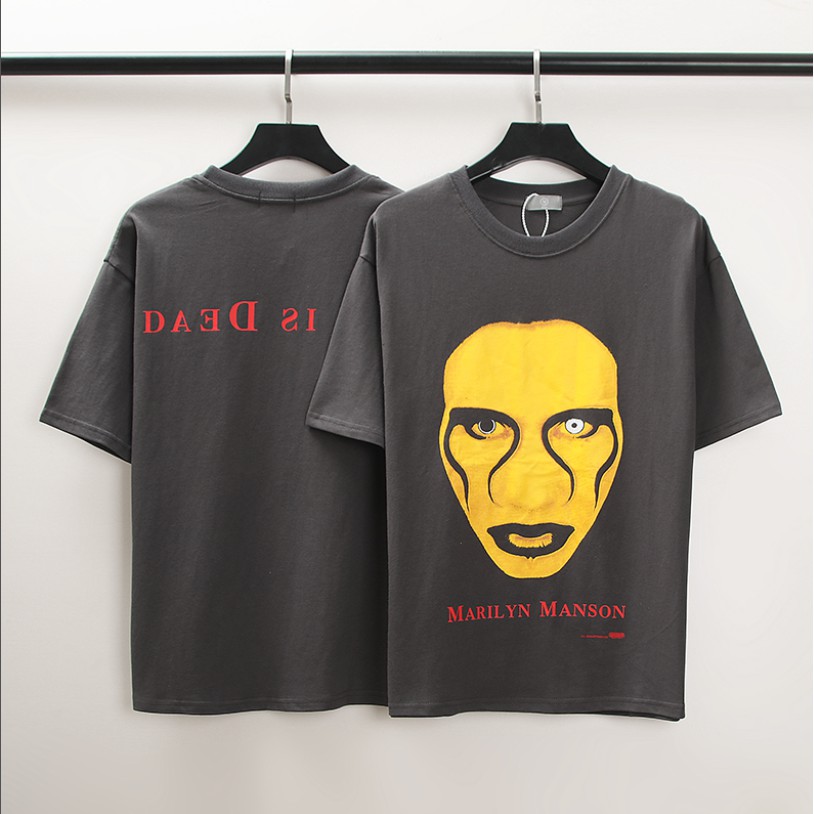 เสื้อยืดอินเทรนด์เสื้อยืดแขนสั้นพิมพ์ลาย Marilyn Manson ' S สไตล์วินเทจS-3XL