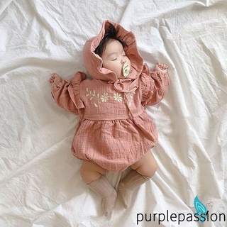 Purp - Newborn ชุดบอดี้สูทผ้าฝ้ายพร้อมหมวกสําหรับเด็กผู้หญิง 2020