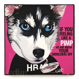 Dog หมา ไซบีเรียน ฮัสกี้ Siberian Husky รูปภาพ​ติด​ผนัง​ pop art สุนัข สัตว์เลี้ยง แต่งบ้าน ของขวัญ กรอบรูป รูปภาพ