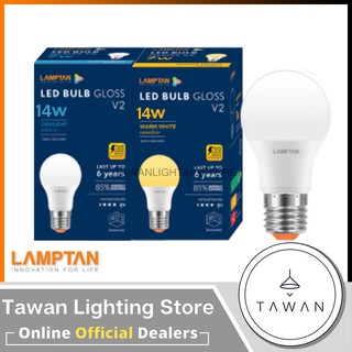 [1 หลอด] Lamptan หลอดไฟแอลอีดี 14วัตต์ Led Bulb 14W รุ่น Gloss V2 Daylight แสงขาว Warmwhite แสงเหลือง