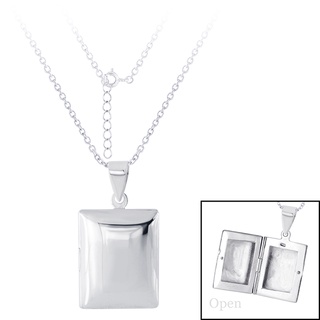 SILVER THAI Rectangle locket necklace silver chain  สร้อยคอจี้สี่เหลี่ยม โซ่เงินแท้925