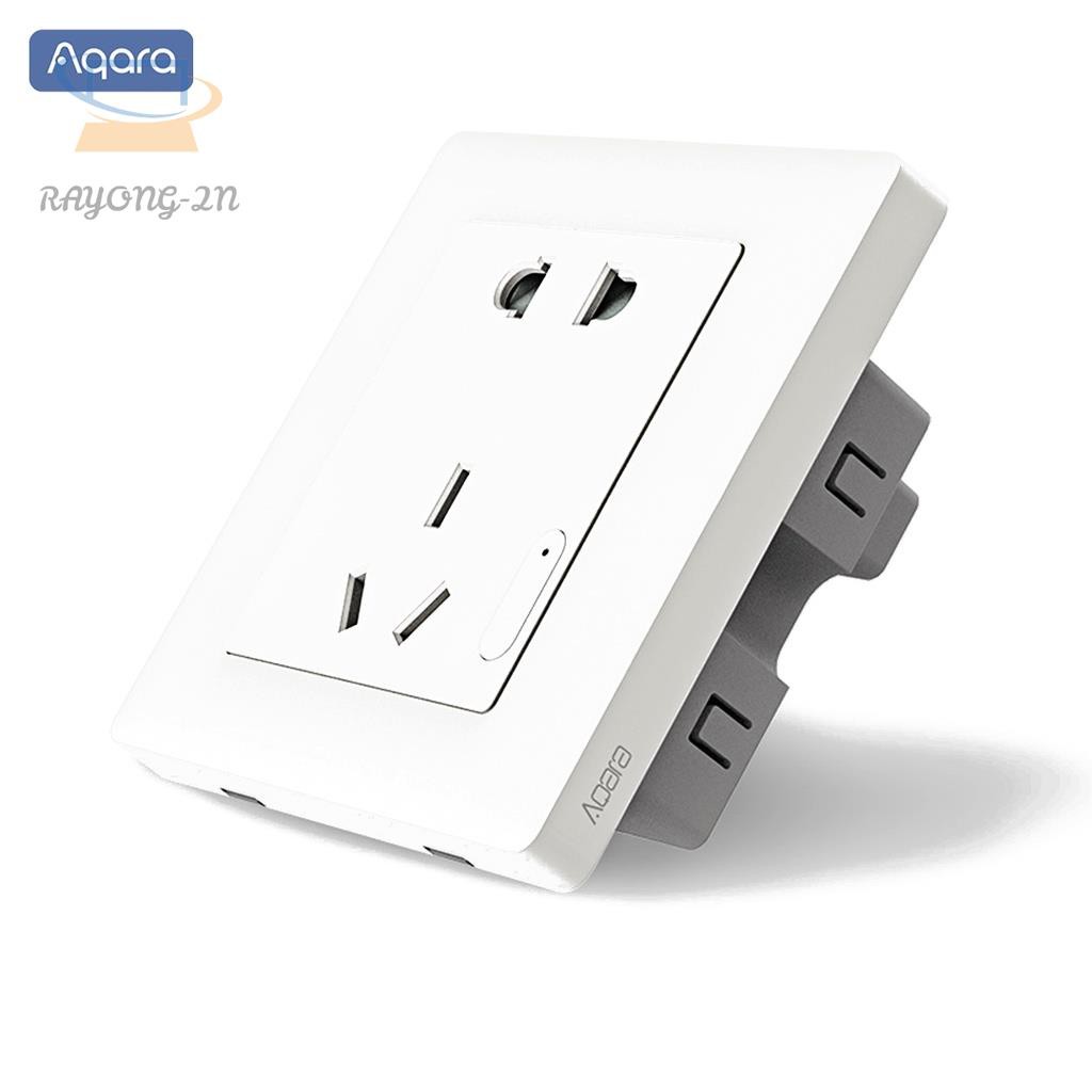 Aqara Smart Wall Socket Plug ปลั๊กสแตนเลสปลั๊กเสียบ 2500W เกตเวย์รีโมทคอนโทรลควบคุมรีโมทไร้สาย 100V-