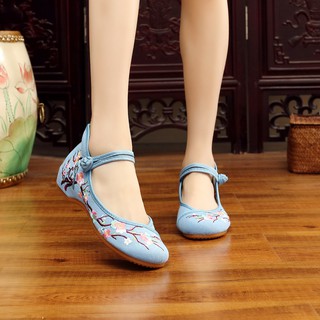 Vintage Womens จีน PLum Blossom รองเท้า Loafers ปัก Ballet Flat สาเหตุ