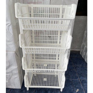 ตะกร้าชั้นวางเหลี่ยม 4 ชั้น สีขาว M รุ่น BK-135 ขนาด 43.5*35…