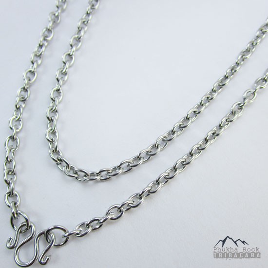 J24 ลายโซ่โอ กลม ขนาด 3.8 มม. สร้อยคอ ห้อยพระ สร้อยสแตนเลสแท้ สร้อยพระ stainless necklace