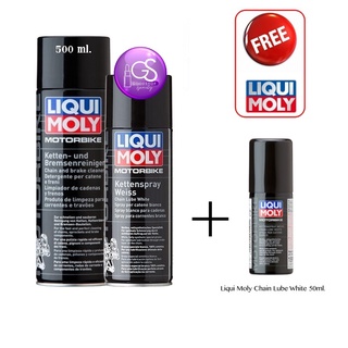 Liqui moly Chain and brake Cleaner 500ml. สเปรย์ทำความสะอาดโซ่และเบรก Liqui Moly Chain Lube White จารบีเกรดสังเคราะห์แท้