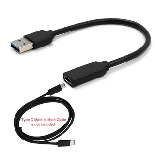USB 3.1 Type C Female to USB 3.0 Male Connector Data cable USB-C Black