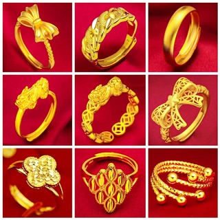 เหมือนจริง ปรับไซส์ได้24K แหวนทอง แหวนครึ่งสลึง แหวน ทองไมครอน ทองหุ้ม ทองชุบ ทองปลอม ปรับขนาดได้ ทนทาน คุณภาพดี ไม่ลอก #1