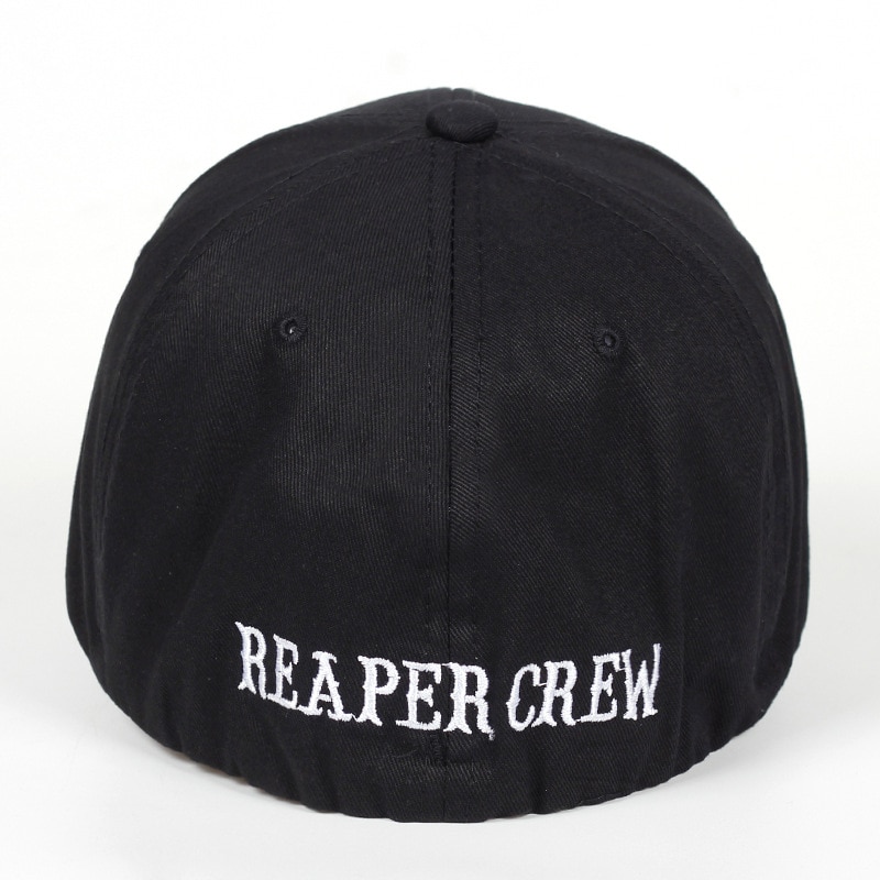 Black Hats Sons of Anarchy for Reaper Crew Fitted Baseball Cap Women Men Letters Embroidered Hat Hip Hop Hats ราคา ถูกที่สุด ดีลบีเคเค แกลเลอรีภาพที่ 6