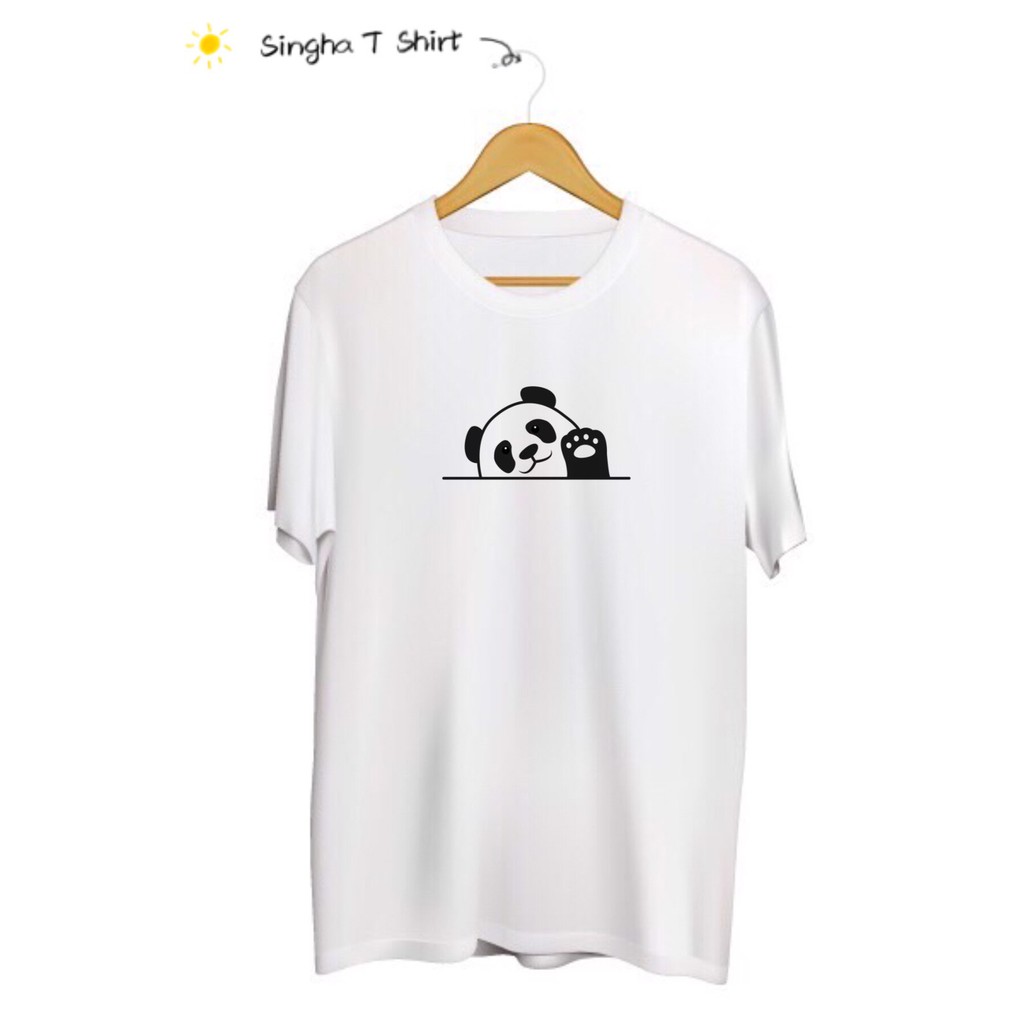 SINGHA T-Shirt เสื้อยืดกสรีนลาย Say Hi Panda