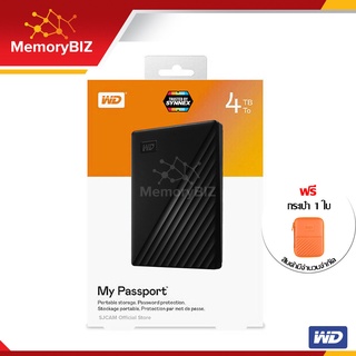 WD External Hard Disk 4TB ฮาร์ดดิสพกพา My Passport, USB 3.0 External HDD 2.5" (WDBPKJ0040BBK-WESN) สีดำ ประกันSynnex 3ปี