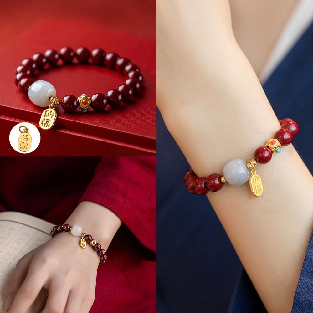 เครื่องประดับ สร้อยข้อมือ จี้ลูกปัดนําโชค เหมาะกับของขวัญปีใหม่ สไตล์วินเทจ สําหรับเด็กผู้หญิง
