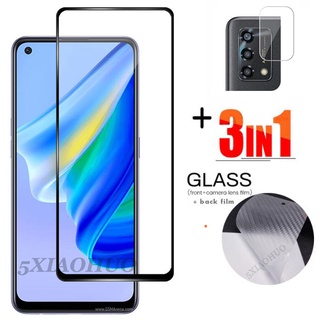 （3in1）OPPO A95 A94 A54 A16 A74 A15 A15S ฟิล์มกระจกนิรภัย + ฟิล์มกันรอย +ฟิล์มป้องกันเลนส์ สำหรับ