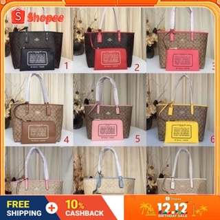 (ของแท้ 100%) พร้อมส่ง Coach F36658 คุณภาพเคาเตอร์กระเป๋า shopping bag double bag city tote