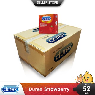 Durex Strawberry ถุงยางอนามัย กลิ่นหอมสตรอเบอร์รี่ ผิวเรียบ ขนาด 52.5 มม. บรรจุ 1 ลัง (288 กล่อง)