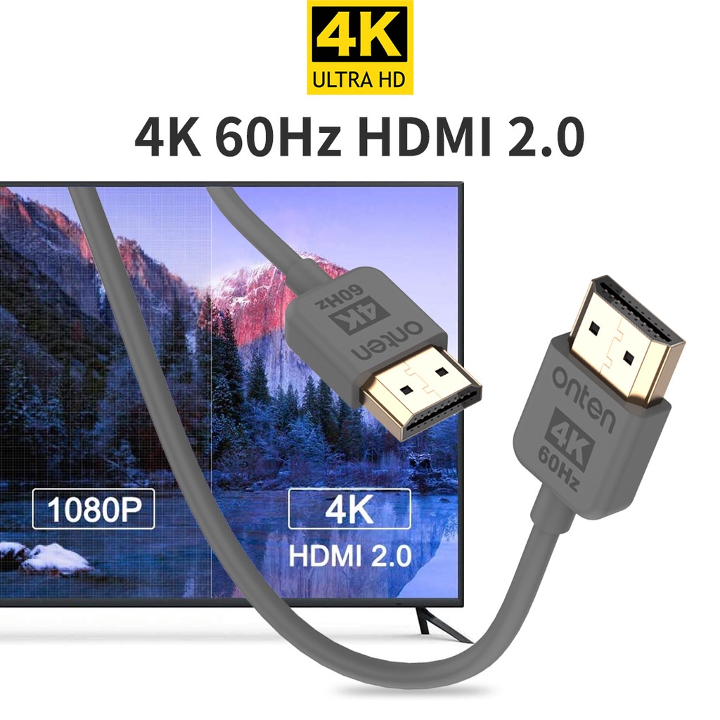 ONTEN HD161 HDMI Ultra Slim CABLE 2.0 High Speed 4K60Hz สายอ่อน สายบาง OD 3.1mm