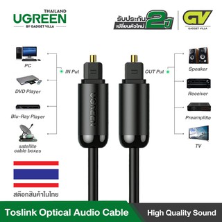 UGREEN รุ่น AV122 Toslink Optical Audio Cable Gold Plated with Aluminum Case and Nylon Braid สำหรับ CD players, Blu-Ray